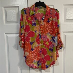 Colorful Floral Button-Down Shirt